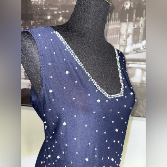 MSK Blue Sequin Sleeveless Tank Top PTP 23” - Picture 4 of 6
